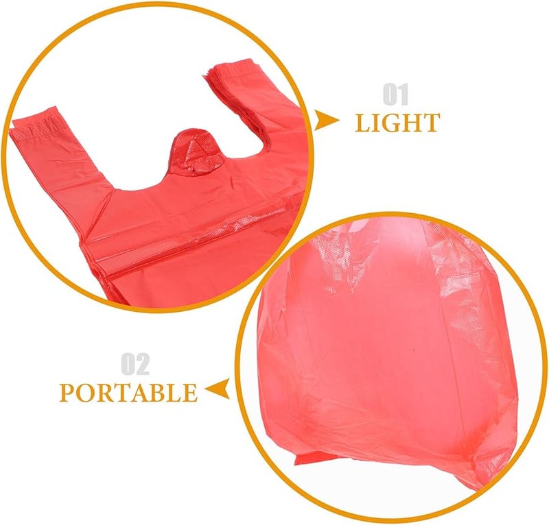 50 قطعة من أكياس القمامة البلاستيكية الحمراء السميكة بمقابض 20 × 32 سم، أكياس نفايات مطبخ متينة - Image 3